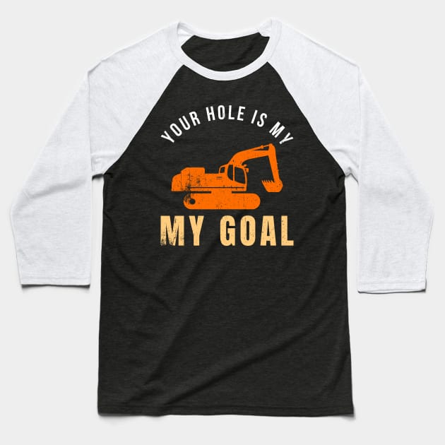 Funny Construction Worker Builder Excavator Digger Backhoe Baseball T-Shirt by merchmafia